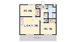 チェリーブロッサム 2LDKの間取図画像