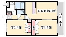 ホワイトベル 2LDKの間取図画像