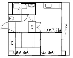 マジェスティコート東雲町 2DKの間取図画像
