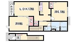 エリタージュA 2LDKの間取図画像