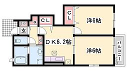 ベイローレル 2DKの間取図画像