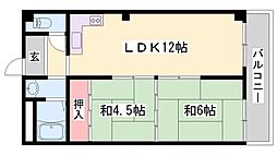 タカシマビル 2LDKの間取図画像