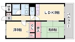 龍野中村コーポ 2LDKの間取図画像