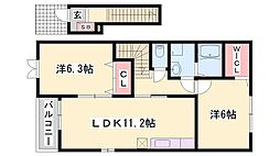 ムックインアサカ2 2LDKの間取図画像