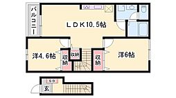 1&3アベニューC棟 2LDKの間取図画像