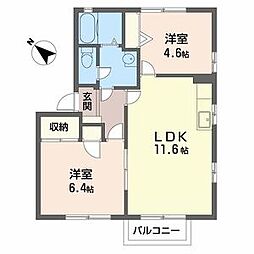 フォーレス佐土A棟 2LDKの間取図画像