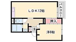 エステートパレスB棟 2DKの間取図画像