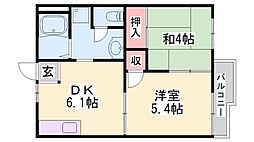 ハイツエヌ 2DKの間取図画像