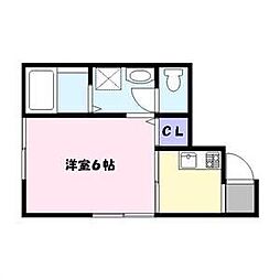 calmeリーオ ワンルームの間取図画像