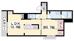 シャーメゾン姫路W 1LDKの間取図画像