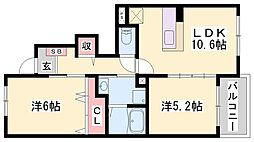 クール・ヴィヴァーチェC 2LDKの間取図画像