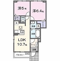 サンセールIX B 2LDKの間取図画像