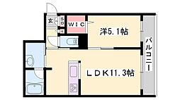 シャーメゾン姫路W 1LDKの間取図画像