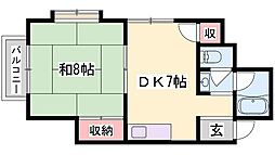 ハイツ高室 1DKの間取図画像