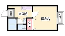 アリヴィオ1番館 1Kの間取図画像