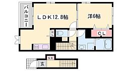 ウッドストック 1LDKの間取図画像