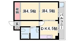 飾磨中村コーポ 2DKの間取図画像