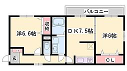 ベルエトワール 2DKの間取図画像