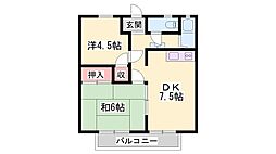 Mハイツ 2DKの間取図画像