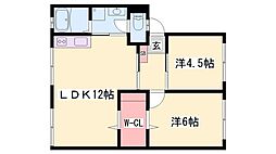 ハイツしらさぎA棟 2LDKの間取図画像