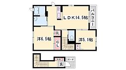 レジデンスM 2LDKの間取図画像