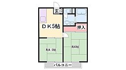 今宮ハイツ 2DKの間取図画像