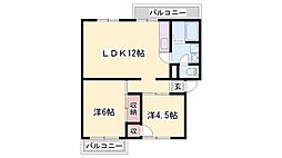 インタービレッジ網干駅前 2LDKの間取図画像
