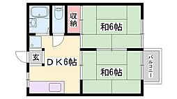 さつきハイツ 2DKの間取図画像