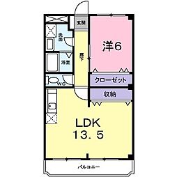 ビアーレ高ソ 1LDKの間取図画像