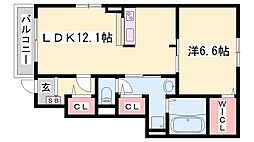 メイベリーナ2 1LDKの間取図画像