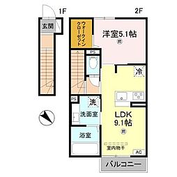 明石市二見町西二見アパート 1LDKの間取図画像