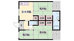 ビレッジハウス宮の前3号棟 3DKの間取図画像