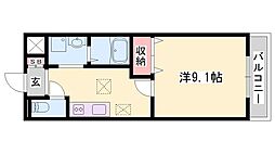 アルティア 1Kの間取図画像