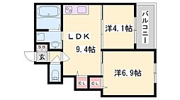 姫路市南条アパート 2LDKの間取図画像