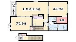 エレガンテヴィラ3 2LDKの間取図画像