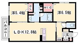 シャーメゾンはりま勝原 2LDKの間取図画像