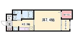 ブリーズコート城北 1Kの間取図画像