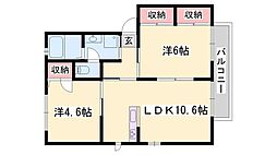 シャーメゾン堂本A 2LDKの間取図画像