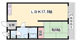 サニーハイム山氏浦A棟 2LDKの間取図画像