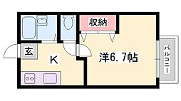 ハイツしらさぎB棟 1Kの間取図画像
