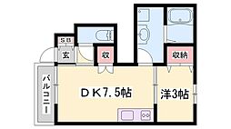 コンフォート才 1DKの間取図画像