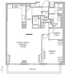 赤坂グランドハウス 2LDKの間取図画像