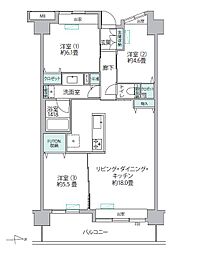 コスモ西大島グランステージ東棟 3LDKの間取図画像