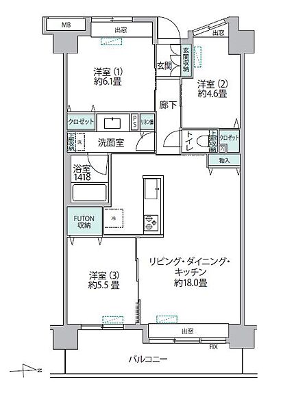 3LDK 間取り