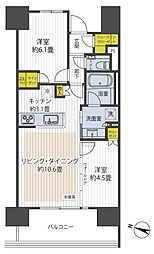 プラウド浦和 2LDKの間取図画像