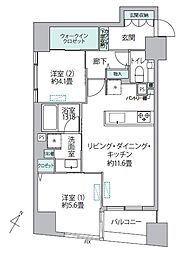 グランシティ日本橋 2LDKの間取図画像
