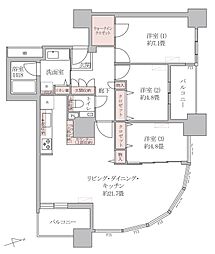 西早稲田パーク・タワー 3LDKの間取図画像