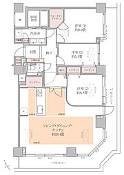 西新宿パークサイドタワー 3LDKの間取図画像