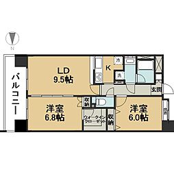 第6サヨネビル 2LDKの間取図画像
