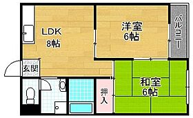 ロイヤルコート  ｜ 大阪府交野市郡津４丁目（賃貸マンション2LDK・4階・38.88㎡） その2